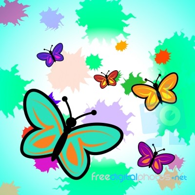 Colorful Butterflies Shows Vibrant Butterfly And Colourful Stock Image