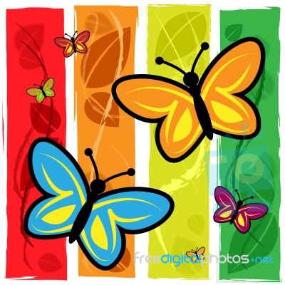 Colorful Butterflies Shows Vibrant Butterfly And Nature Stock Image