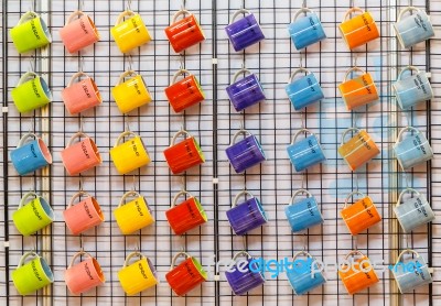 Colorful Ceramic Coffee Mugs Stock Photo