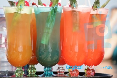 Colorful Cocktails Close Up Stock Photo