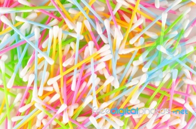 Colorful Cotton Swabs Stock Photo