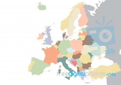 Colorful Europe Continent Map Stock Image