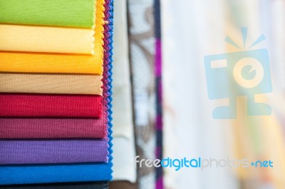 Colorful Fabric Samples Background Stock Photo