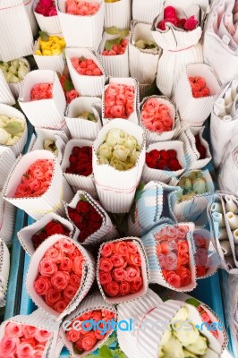 Colorful Flowers In Shop Stock Photo