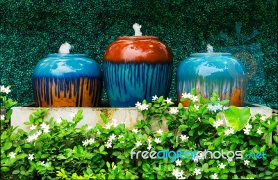 Colorful Fountains Jar Stock Photo