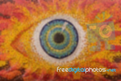 Colorful Glass Mosaic Art Shape Eyes Of God, Blurred For Backgrounds Stock Photo