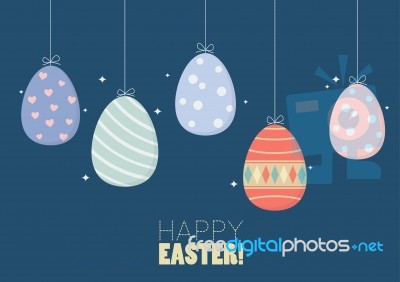 Colorful Hanging Easter Eggs Stock Image