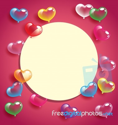 Colorful Heart Balloons With White Card For Valentine Day And We… Stock Image