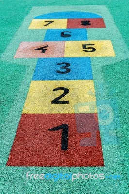 Colorful Hopscotch Game Stock Photo