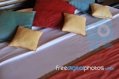 Colorful Interior Detail Of A Luxury Hotel Bedroom Stock Photo