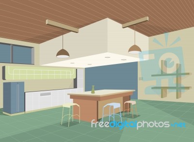 Colorful Kitchen Layout Stock Image