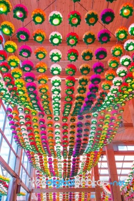 Colorful Lanterns On Buddha's Birthday, Korea Stock Photo