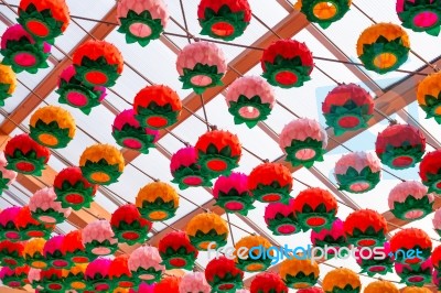 Colorful Lanterns On Buddha's Birthday, Korea Stock Photo