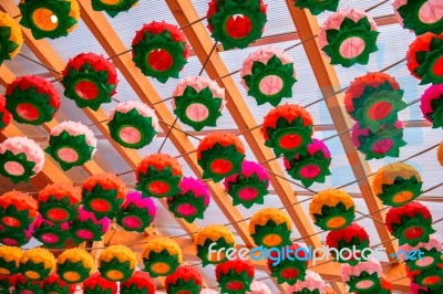 Colorful Lanterns On Buddha's Birthday, Korea Stock Photo