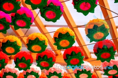 Colorful Lanterns On Buddha's Birthday, Korea Stock Photo