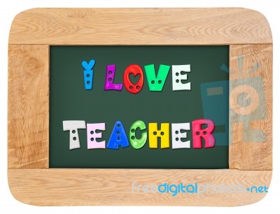 Colorful Letters With I Love Teacher Stock Photo