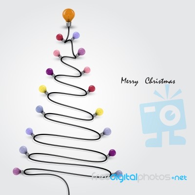 Colorful Light Bulbs And Christmas Tree Symbol .merry Christmas Stock Image