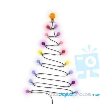 Colorful Light Bulbs And Christmas Tree Symbol .merry Christmas Stock Image