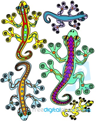 Colorful Lizards Stock Image