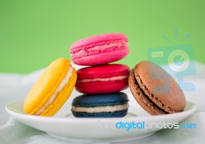 Colorful Macaroon Or Macaron French Sweet Dessert  Stock Photo