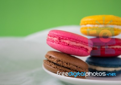 Colorful Macaroon Or Macaron French Sweet Dessert  Stock Photo