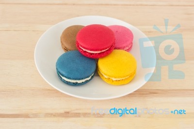 Colorful Macaroon Or Macaron French Sweet Dessert  Stock Photo