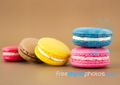 Colorful Macaroon Or Macaron French Sweet Dessert  Stock Photo