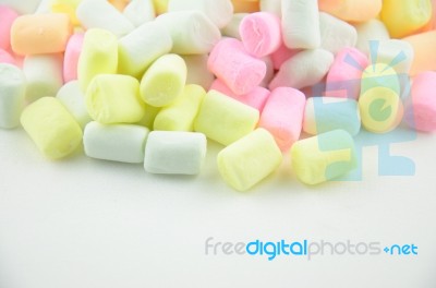 Colorful Marshmallow On White Background Stock Photo