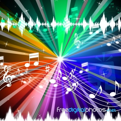 Colorful Music Background Means Brightness Beams And Singing
 Stock Image