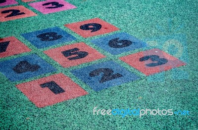 Colorful Number On Playground Stock Photo