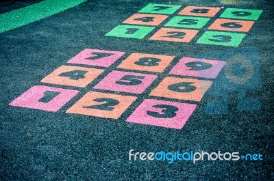 Colorful Number On Playground Stock Photo