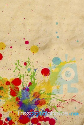 Colorful Of Ink Color Splashing On Used Paper Stock Photo