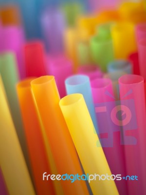 Colorful Of Many Straw Horizontal Stock Photo