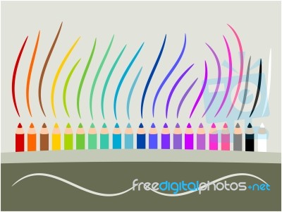 Colorful Pencil Crayons Illustrator Stock Image