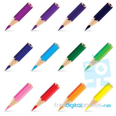 Colorful Pencil Isolated On White Background. Beautiful Pencil On Design Stock Image