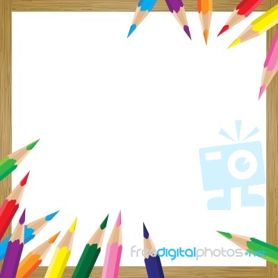 Colorful Pencil With White Board Background. Colorful Pencil On A White Board Stock Image