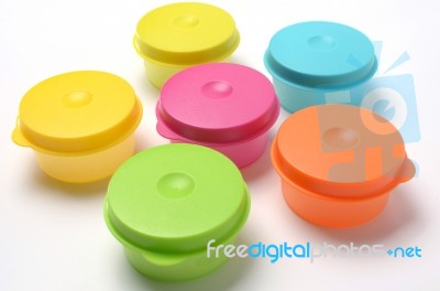 Colorful Plastic Containers Stock Photo