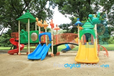 Colorful Playground In The Park Stock Photo