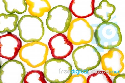 Colorful Sliced Bell Peppers Stock Photo