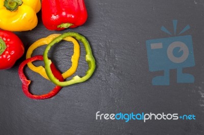 Colorful Sliced Bell Peppers Stock Photo