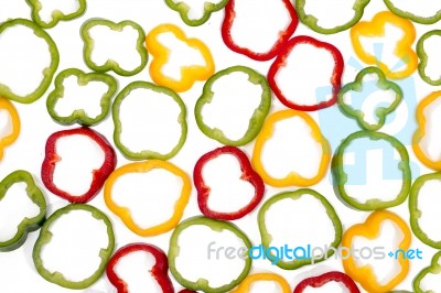 Colorful Sliced Bell Peppers Stock Photo