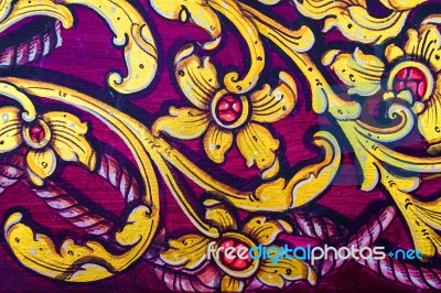 Colorful Thai Mural Painting In Wat Wat Pa Lelai Stock Photo