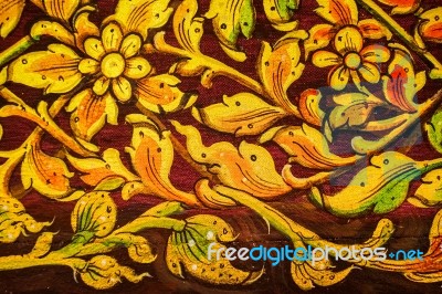 Colorful Thai Mural Painting In Wat Wat Pa Lelai Stock Photo