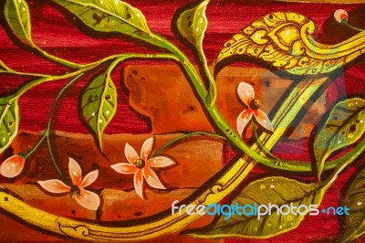 Colorful Thai Mural Painting In Wat Wat Pa Lelai Stock Photo