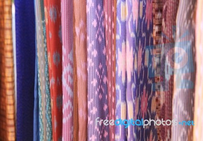 Colorful Thai Silk Stock Photo