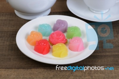 Colorful Thai Traditional Sweet Jelly Stock Photo