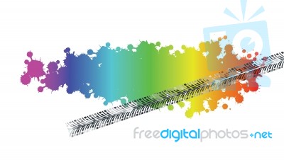 Colorful Tire Track On White Background Stock Image