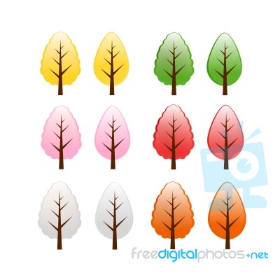 Colorful  Tree Isolated Stock Image