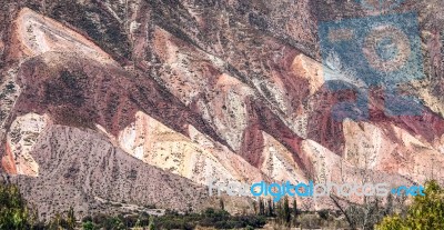 Colorful Valley Of Quebrada De Humahuaca, Central Andes Altiplan… Stock Photo