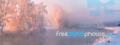 Colorful Winter Landscape Stock Photo